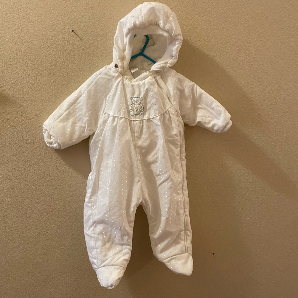 Vintage Adams Baby Cream Baby Snowsuit with Hood